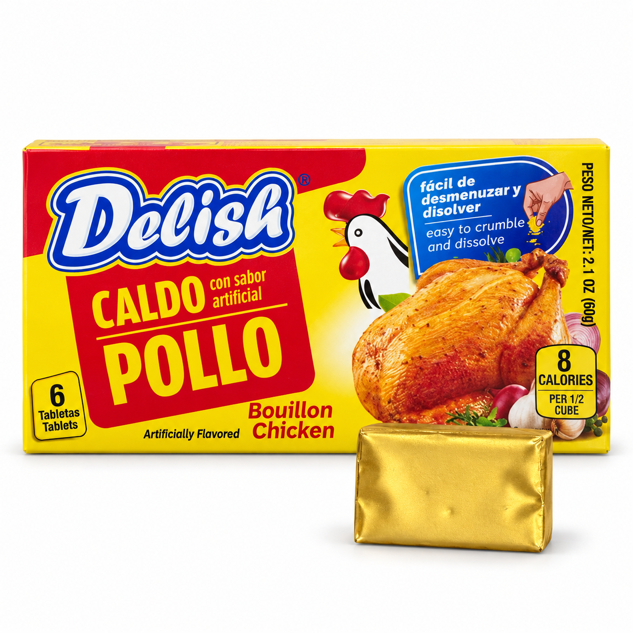 Caldo de Pollo Delish – 6 tabletas (60 g)
