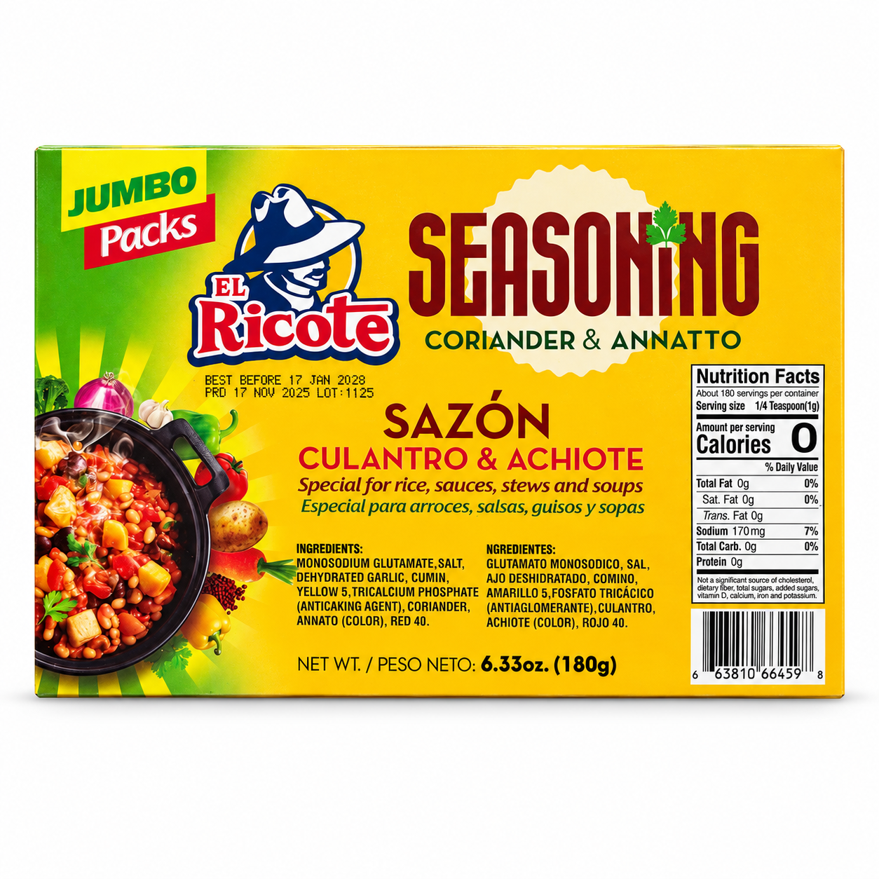 Sazón El Ricote con Culantro y Achiote – 36 sobres (180 g) - Image 3